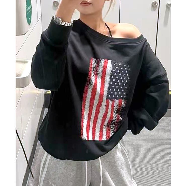 星条旗プリントトレーナー ロゴプリント ロゴ | Riff | 詳細画像21 