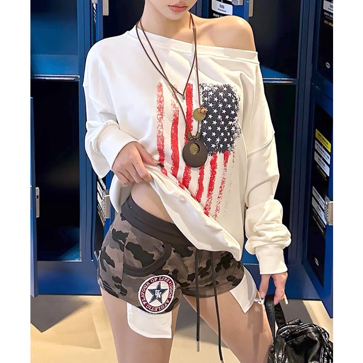 星条旗プリントトレーナー ロゴプリント ロゴ | Riff | 詳細画像4 