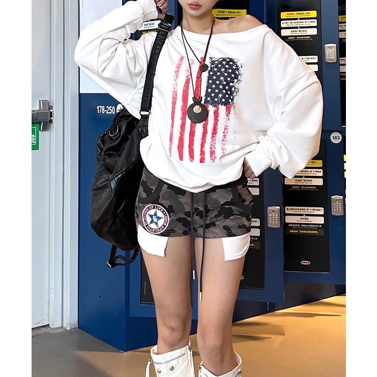 星条旗プリントトレーナー ロゴプリント ロゴ | Riff | 詳細画像6 