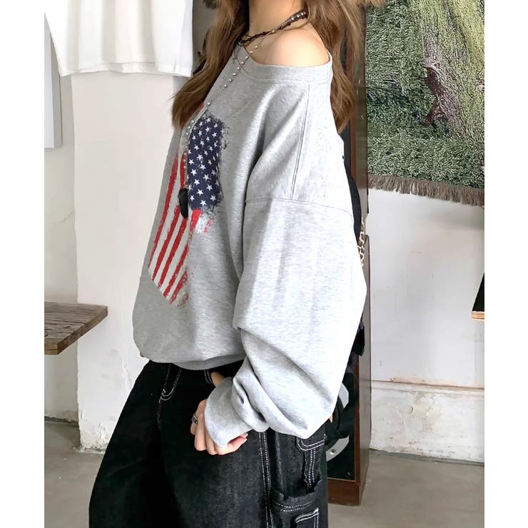 星条旗プリントトレーナー ロゴプリント ロゴ | Riff | 詳細画像9 