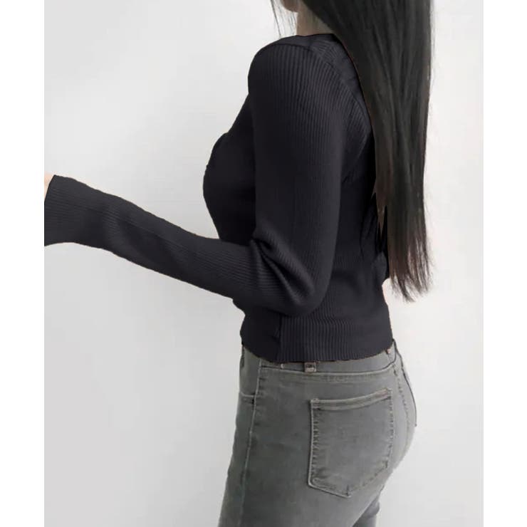 ホルターネックレイヤード風レースアップリブニット フェイクレイヤード ドッキング | Riff | 詳細画像10 