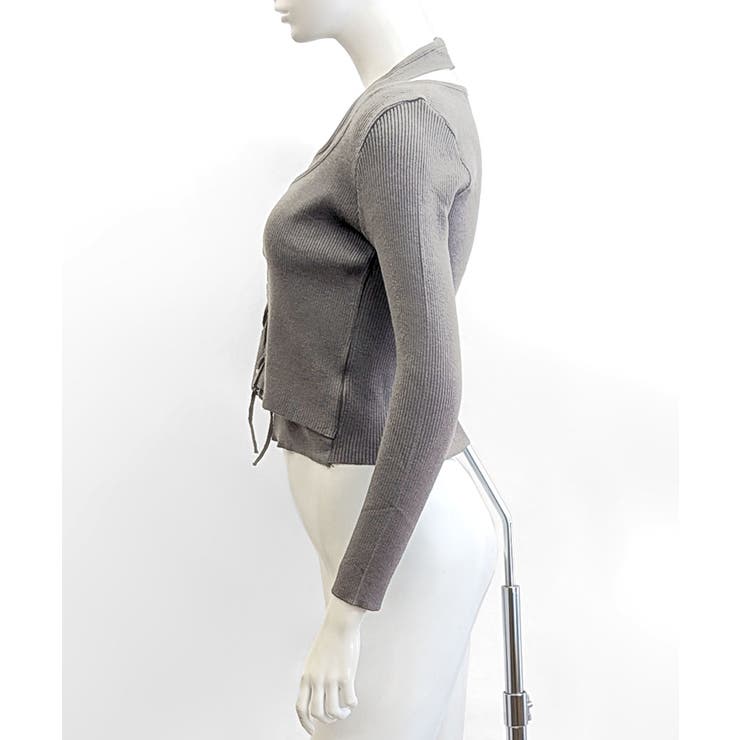 ホルターネックレイヤード風レースアップリブニット フェイクレイヤード ドッキング | Riff | 詳細画像21 