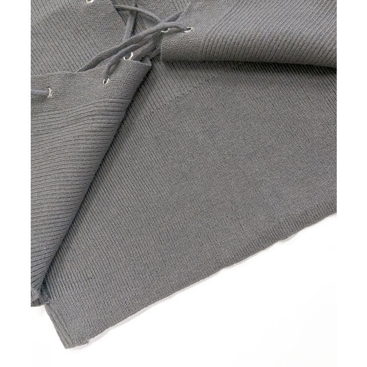 ホルターネックレイヤード風レースアップリブニット フェイクレイヤード ドッキング | Riff | 詳細画像27 