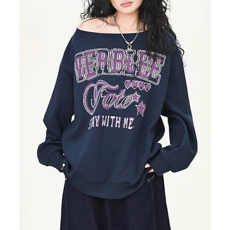 ロゴプリントオフショルスウェット ボートネック ワンショル | Riff | 詳細画像10 