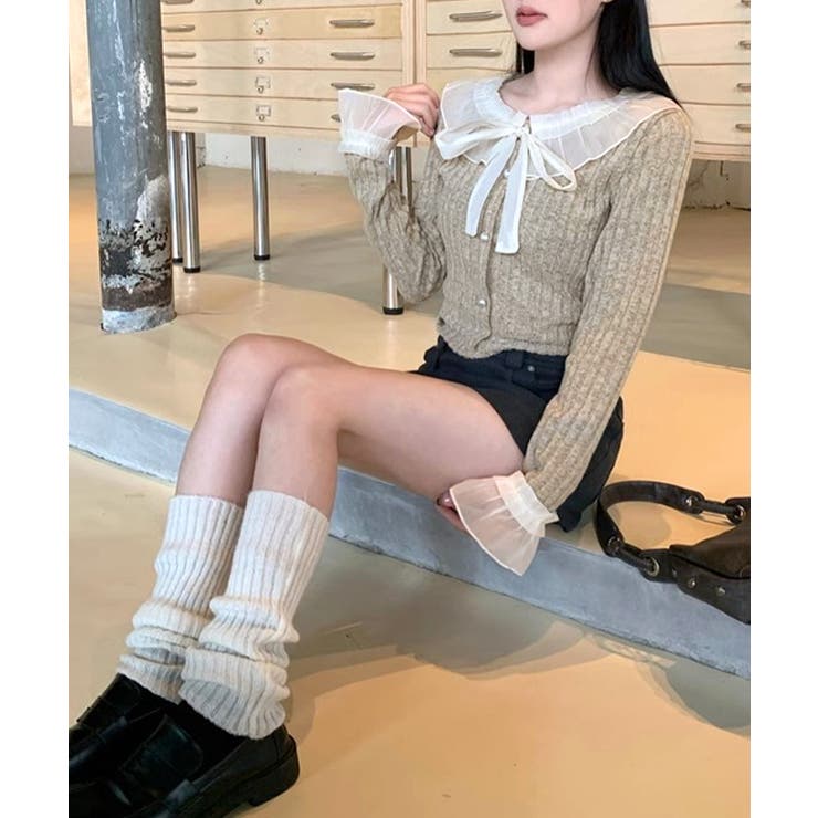 シフォンブラウスレイヤード風ニット カーディガン フリル | Riff | 詳細画像25 