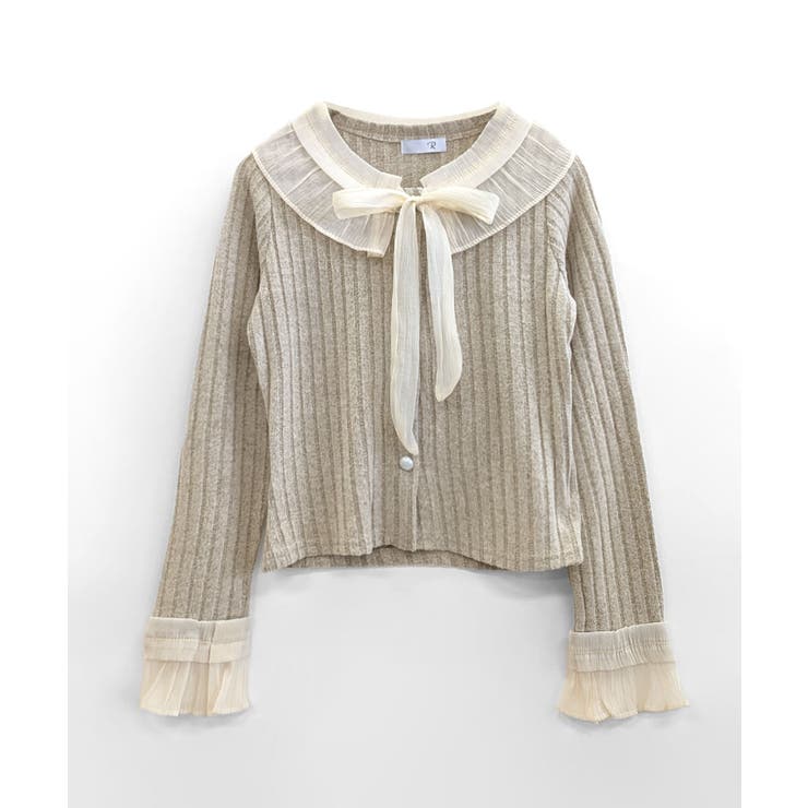 シフォンブラウスレイヤード風ニット カーディガン フリル | Riff | 詳細画像28 