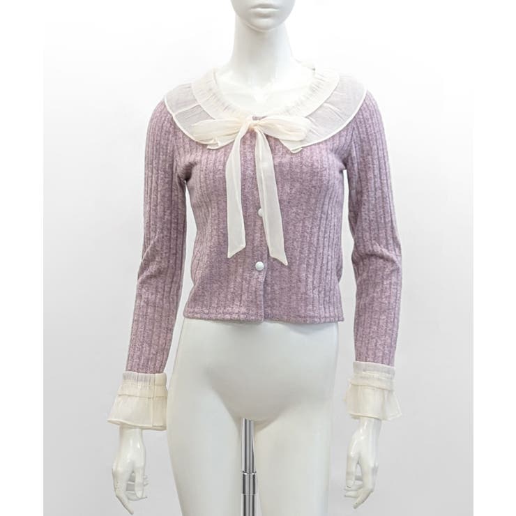 シフォンブラウスレイヤード風ニット カーディガン フリル | Riff | 詳細画像29 