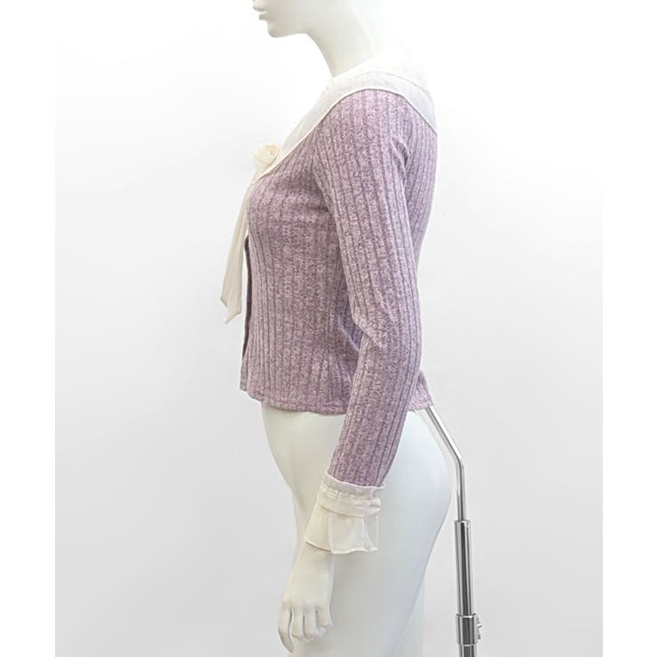 シフォンブラウスレイヤード風ニット カーディガン フリル | Riff | 詳細画像30 