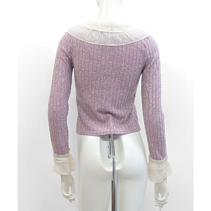 シフォンブラウスレイヤード風ニット カーディガン フリル | Riff | 詳細画像31 