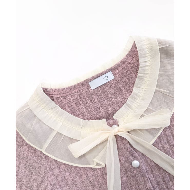 シフォンブラウスレイヤード風ニット カーディガン フリル | Riff | 詳細画像32 