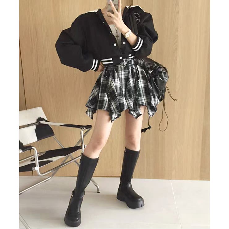 チェック柄ミニスカート インナーパンツ付き アシンメトリー | Riff | 詳細画像10 