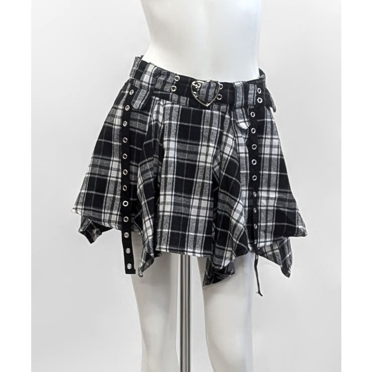 チェック柄ミニスカート インナーパンツ付き アシンメトリー | Riff | 詳細画像24 