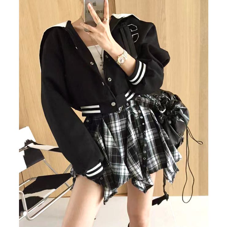 チェック柄ミニスカート インナーパンツ付き アシンメトリー | Riff | 詳細画像3 