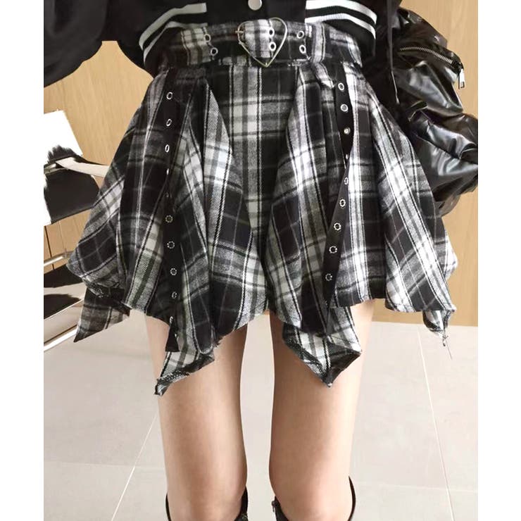 チェック柄ミニスカート インナーパンツ付き アシンメトリー | Riff | 詳細画像7 