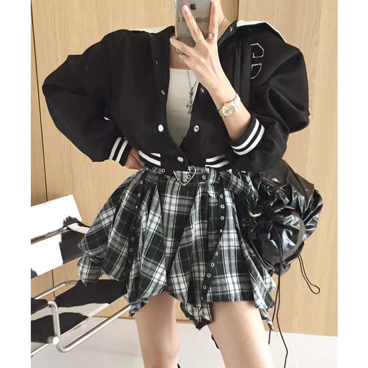 チェック柄ミニスカート インナーパンツ付き アシンメトリー | Riff | 詳細画像8 