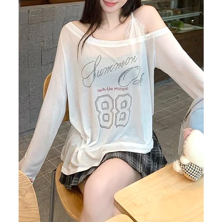 ラインストーンロゴワンショルダーロンT ドッキング レイヤード | Riff | 詳細画像11 