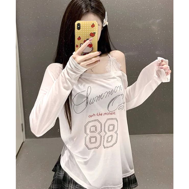 ラインストーンロゴワンショルダーロンT ドッキング レイヤード | Riff | 詳細画像15 