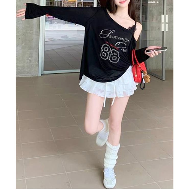 ラインストーンロゴワンショルダーロンT ドッキング レイヤード | Riff | 詳細画像25 