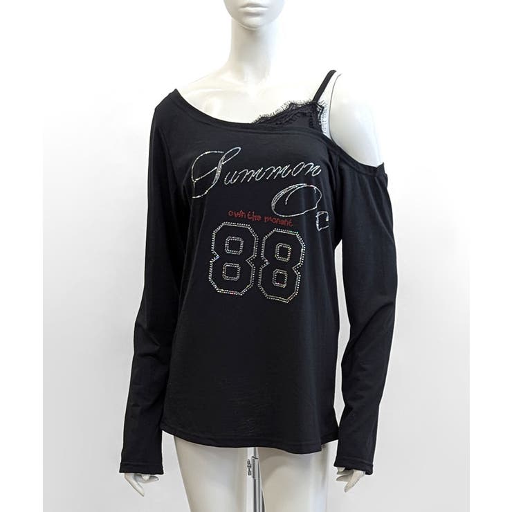 ラインストーンロゴワンショルダーロンT ドッキング レイヤード | Riff | 詳細画像32 