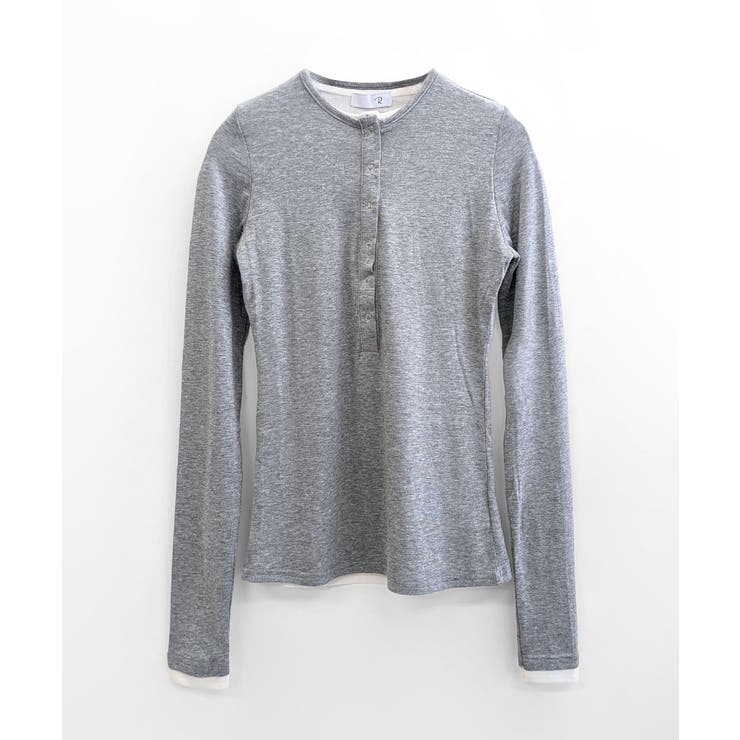 ヘンリーネックレイヤード風トップス フェイクレイヤード ドッキング | Riff | 詳細画像23 