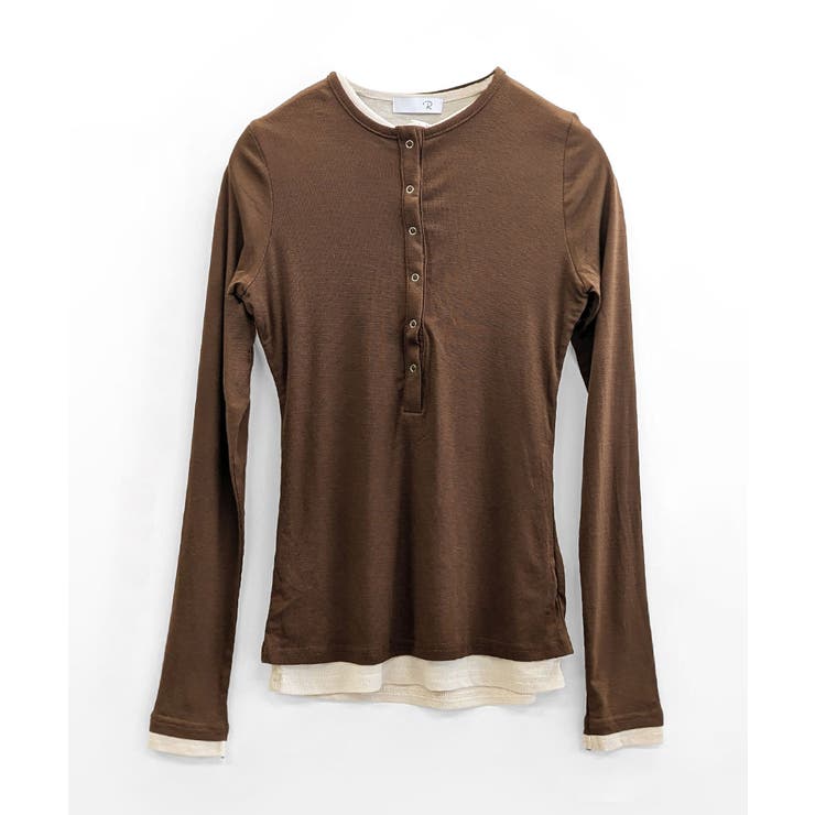 ヘンリーネックレイヤード風トップス フェイクレイヤード ドッキング | Riff | 詳細画像24 