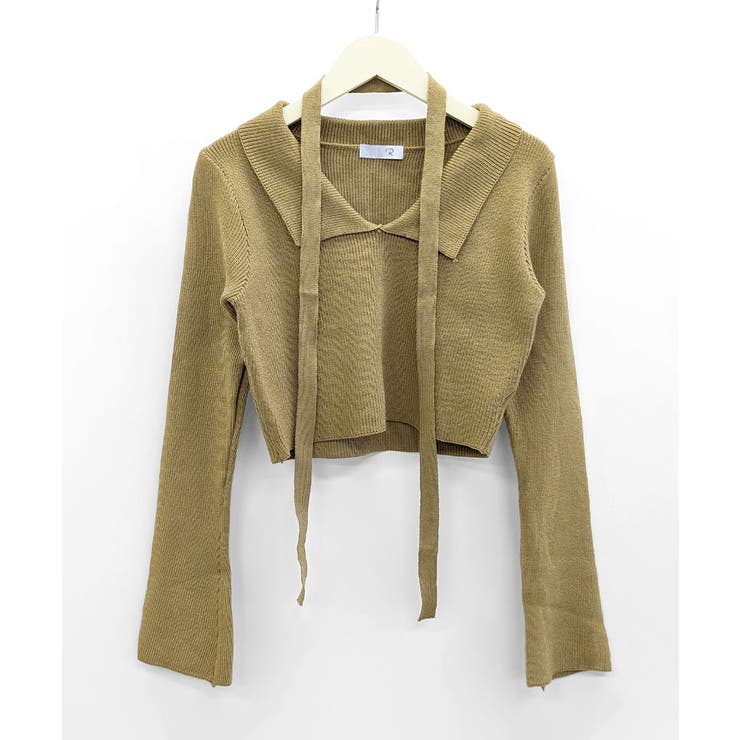 [2点セット] チョーカーリボン付きショート丈リブニット クロップド丈 | Riff | 詳細画像28 