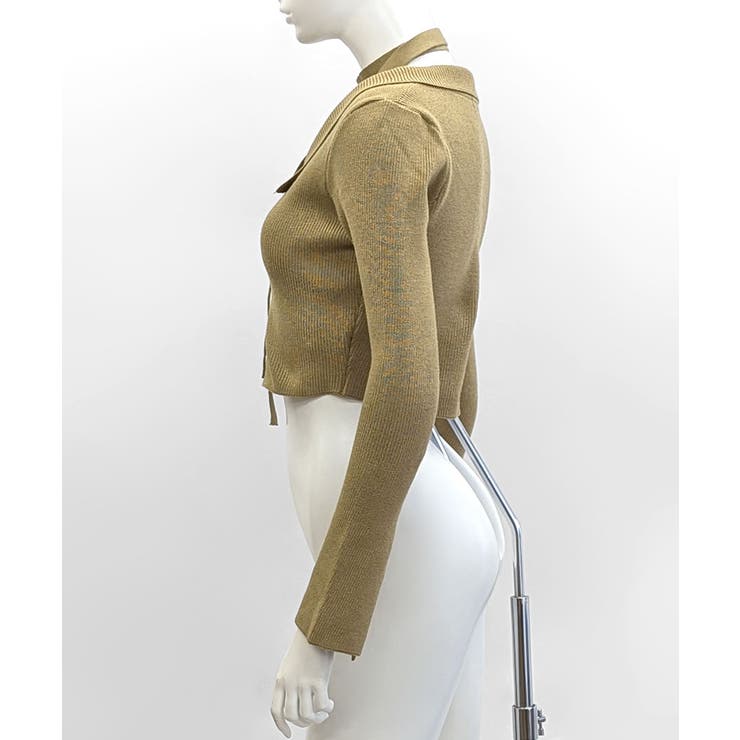 [2点セット] チョーカーリボン付きショート丈リブニット クロップド丈 | Riff | 詳細画像31 