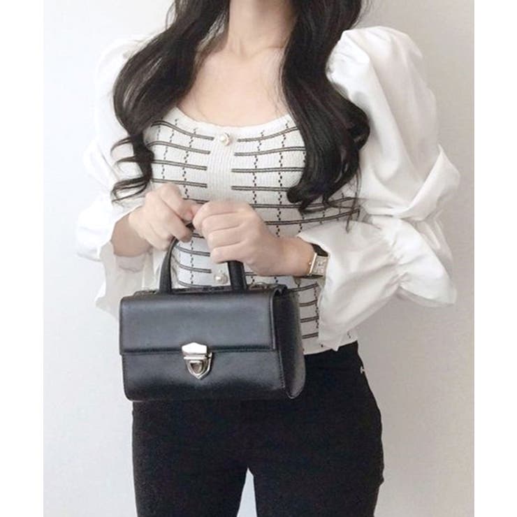 チェック柄クロップドトップス パフスリーブ キャンディスリーブ | Riff | 詳細画像19 