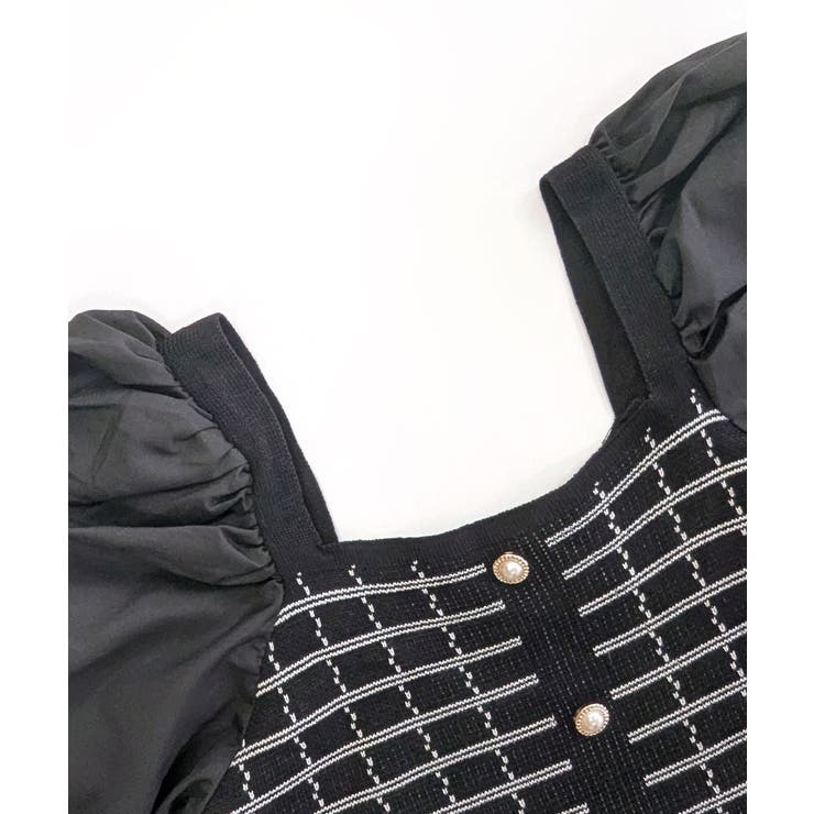 チェック柄クロップドトップス パフスリーブ キャンディスリーブ | Riff | 詳細画像43 