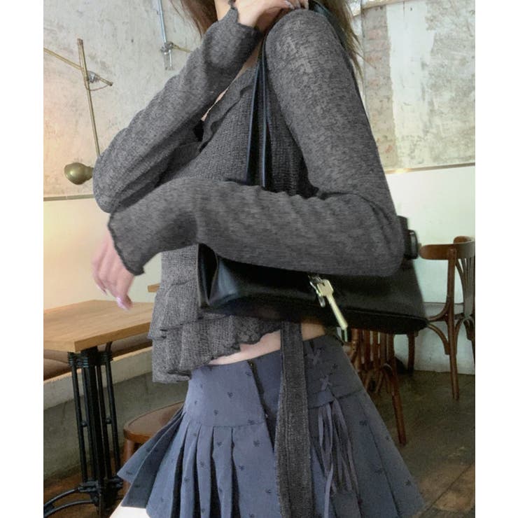 レイヤード風裾アシメフリルトップス シアーニット 重ね着風 | Riff | 詳細画像10 