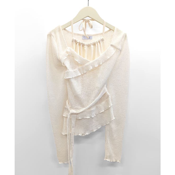 レイヤード風裾アシメフリルトップス シアーニット 重ね着風 | Riff | 詳細画像31 