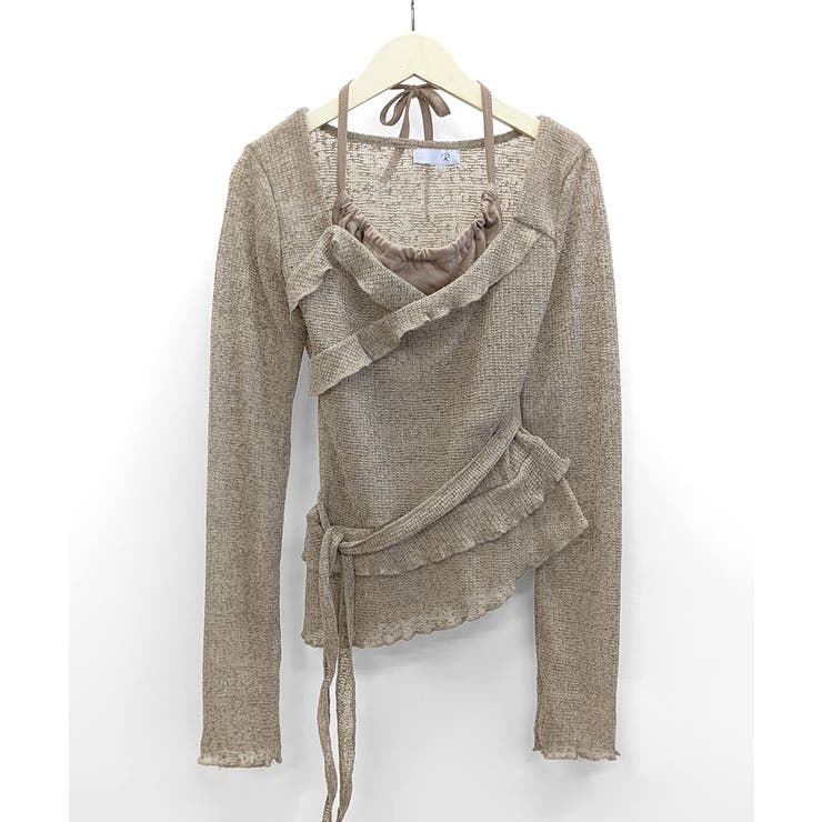 レイヤード風裾アシメフリルトップス シアーニット 重ね着風 | Riff | 詳細画像32 