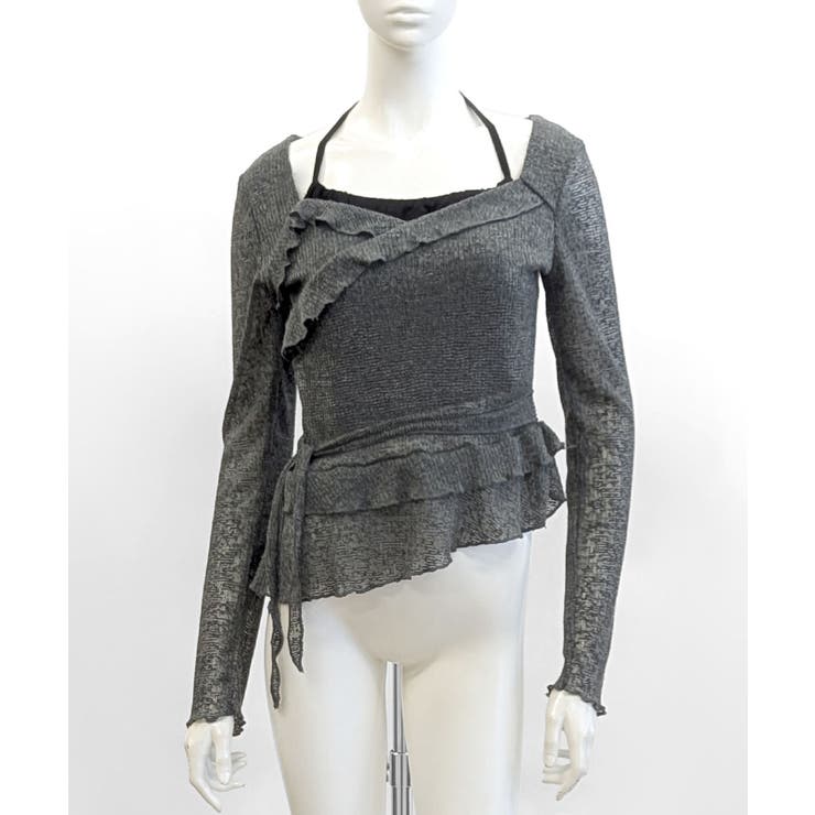 レイヤード風裾アシメフリルトップス シアーニット 重ね着風 | Riff | 詳細画像33 