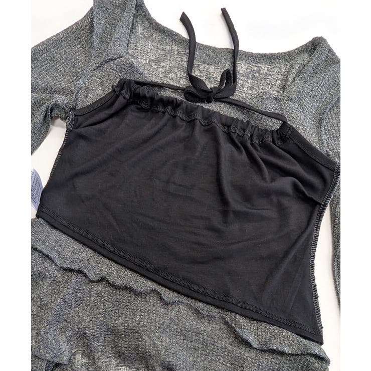 レイヤード風裾アシメフリルトップス シアーニット 重ね着風 | Riff | 詳細画像39 