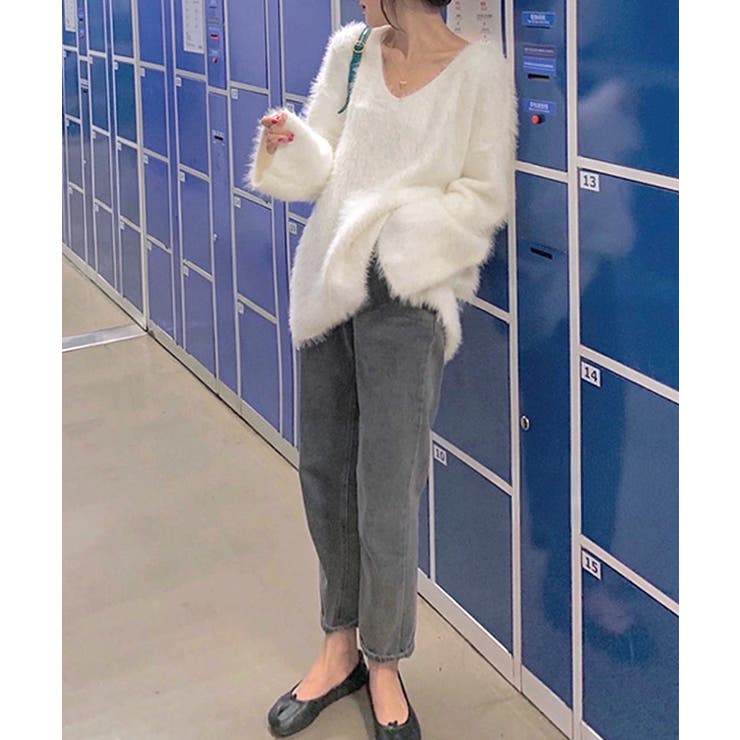 Vネックシャギーニット セーター プルオーバー | Riff | 詳細画像20 