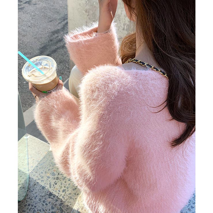 Vネックシャギーニット セーター プルオーバー | Riff | 詳細画像25 