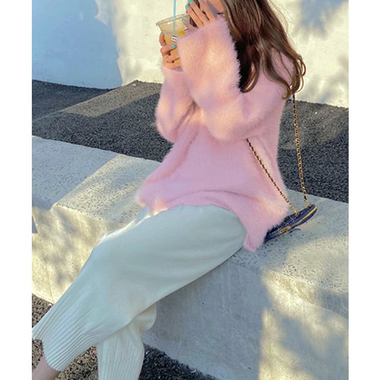 Vネックシャギーニット セーター プルオーバー | Riff | 詳細画像26 