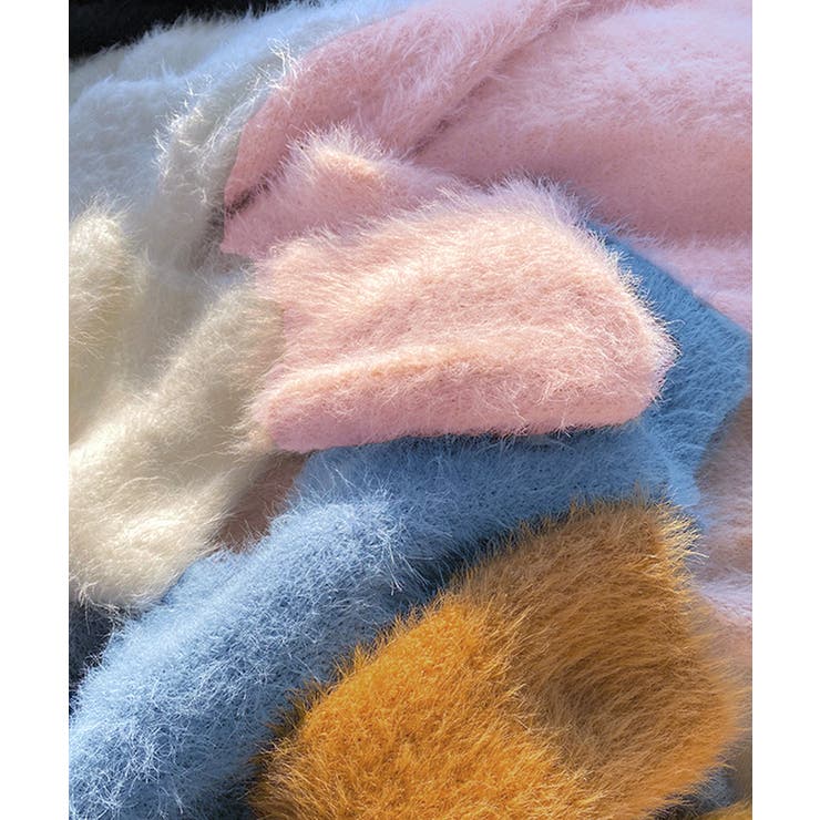 Vネックシャギーニット セーター プルオーバー | Riff | 詳細画像3 