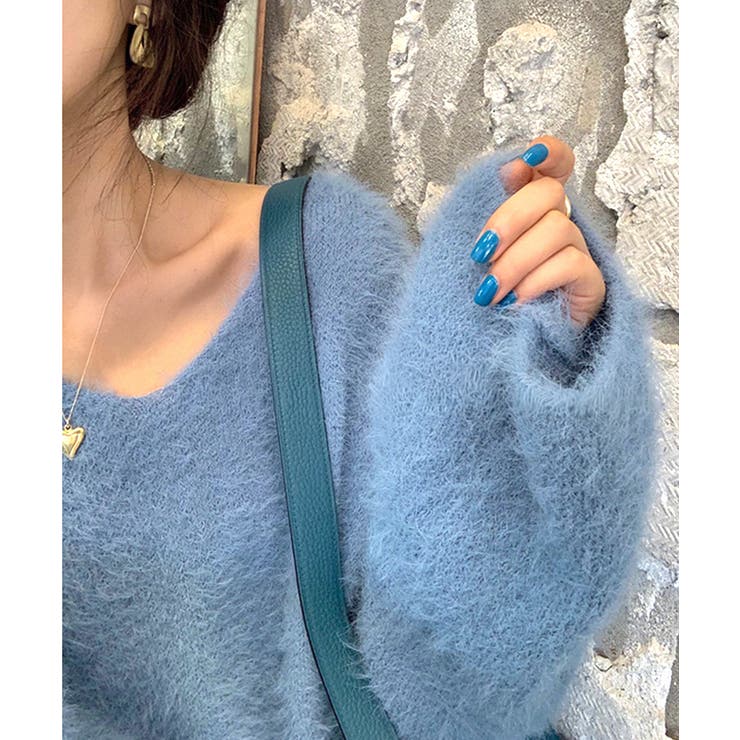 Vネックシャギーニット セーター プルオーバー | Riff | 詳細画像35 