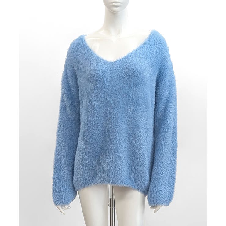 Vネックシャギーニット セーター プルオーバー | Riff | 詳細画像54 