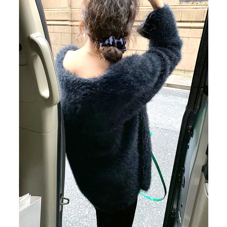 Vネックシャギーニット セーター プルオーバー | Riff | 詳細画像7 