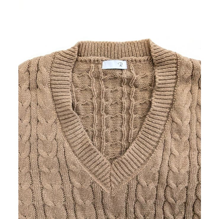 ケーブルニットミニワンピース セーター Vネック | Riff | 詳細画像41 