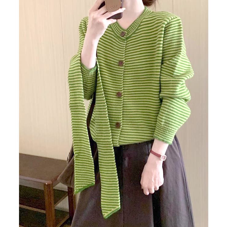 ボーダーカーディガン&ニットタイ チョーカー スカーフ | Riff | 詳細画像10 