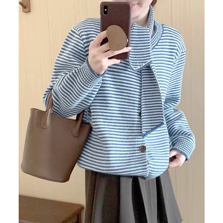 ボーダーカーディガン&ニットタイ チョーカー スカーフ | Riff | 詳細画像12 