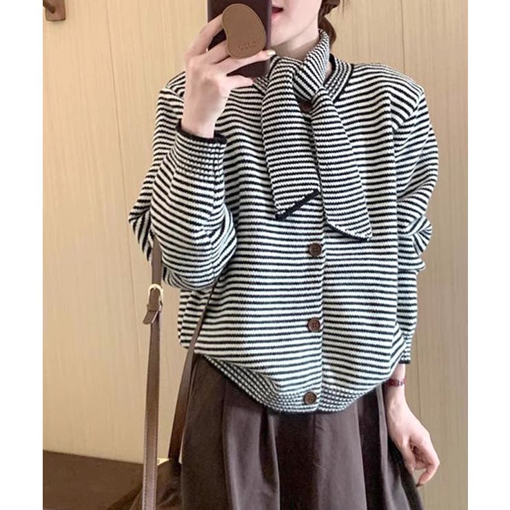 ボーダーカーディガン&ニットタイ チョーカー スカーフ | Riff | 詳細画像3 