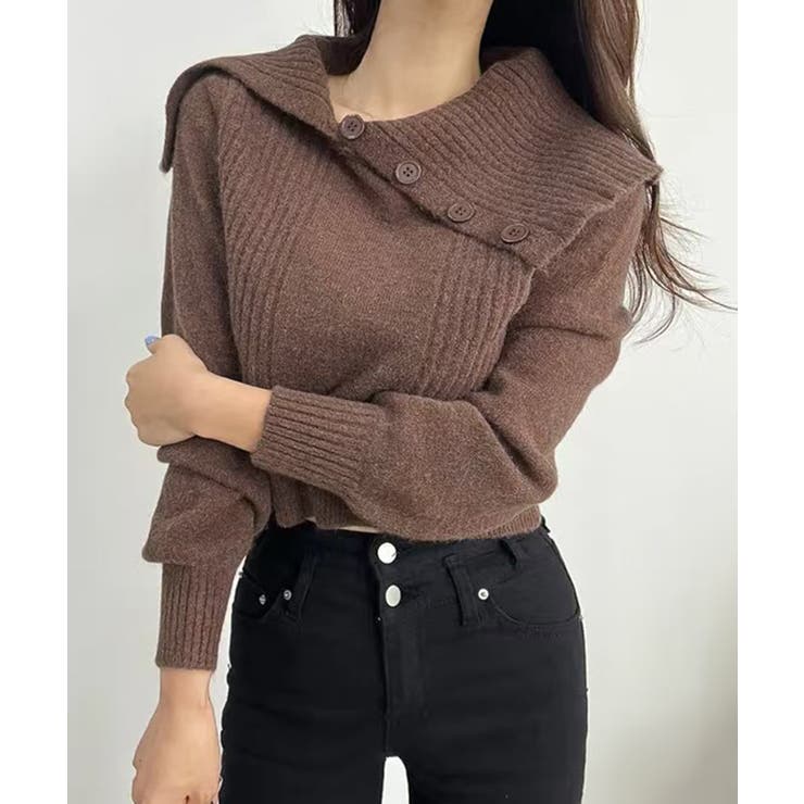 [2点セット] アシメオフショルニット&チョーカー リボン | Riff | 詳細画像14 