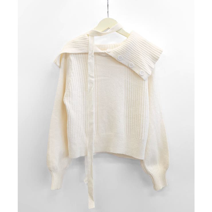 [2点セット] アシメオフショルニット&チョーカー リボン | Riff | 詳細画像19 