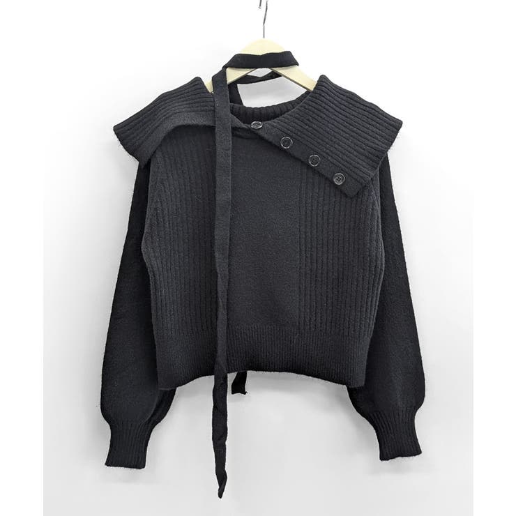 [2点セット] アシメオフショルニット&チョーカー リボン | Riff | 詳細画像20 