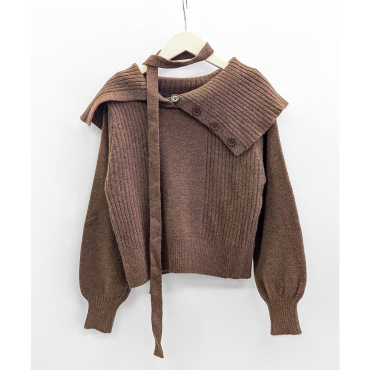 [2点セット] アシメオフショルニット&チョーカー リボン | Riff | 詳細画像21 