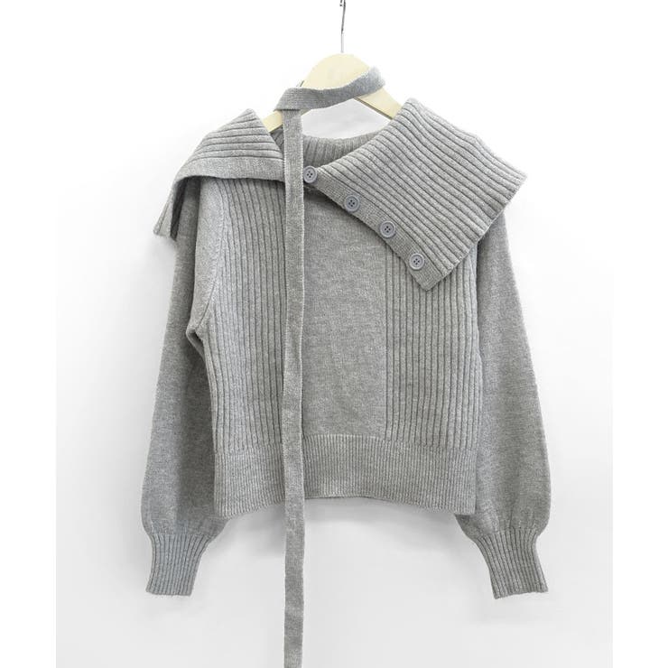 [2点セット] アシメオフショルニット&チョーカー リボン | Riff | 詳細画像22 